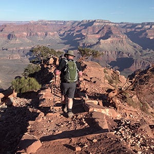 hiker on the South Kaibab Trail